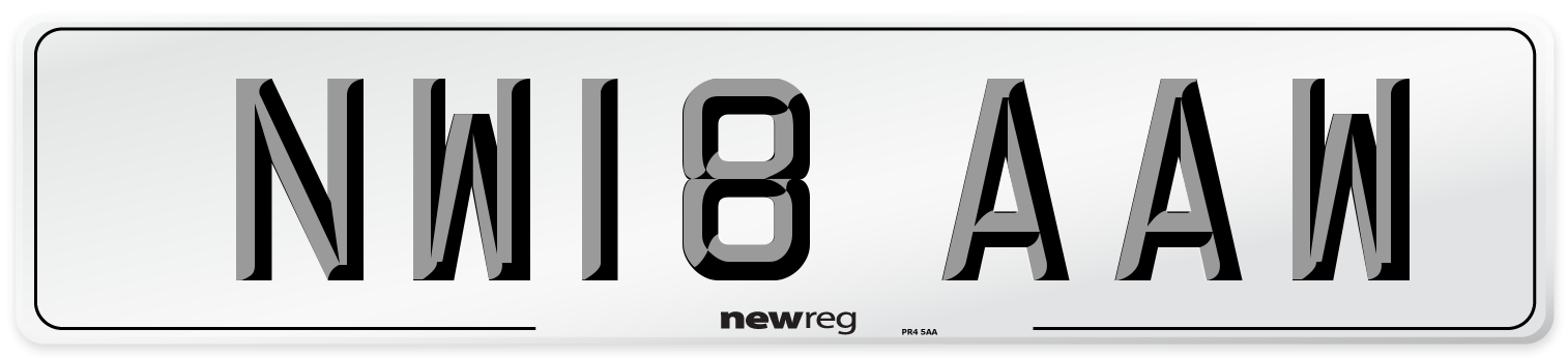 NW18 AAW Number Plate from New Reg